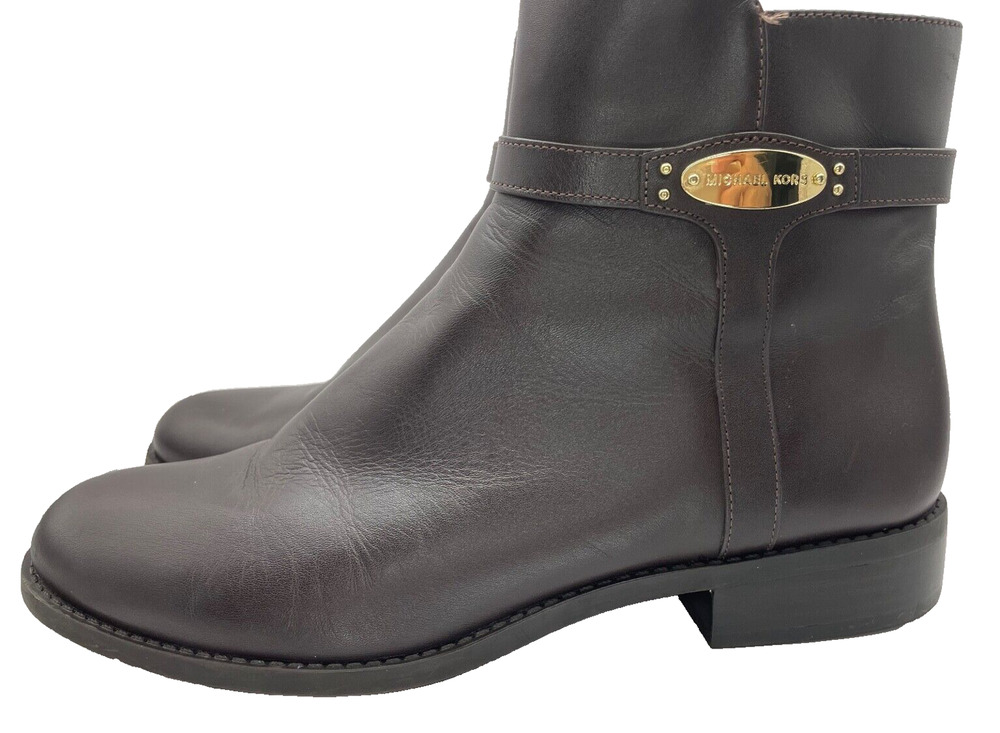 Michael Kors FINLEY Chocolate Brown Flat Bootie Ankle Boots Flat Size 9M USED